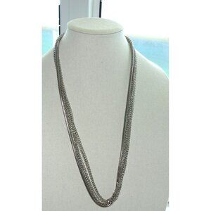 I.N.C. Silver Multi-Strand Layered Necklace With Lobster Clasp & Adjustable Chai